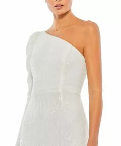 Ieena For Mac Duggal Sequined One Shoulder Trumpet Gown 12 Ieena For Mac Duggal Sequined One Shoulder Trumpet Gown