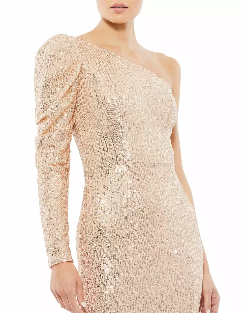 Ieena For Mac Duggal Sequined One Shoulder Trumpet Gown 3 Ieena For Mac Duggal Sequined One Shoulder Trumpet Gown