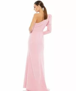 Ieena For Mac Duggal One Shoulder Puff Sleeve Gown