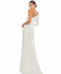 Ieena For Mac Duggal One Shoulder Puff Sleeve Gown