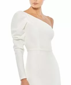 Ieena For Mac Duggal One Shoulder Puff Sleeve Gown