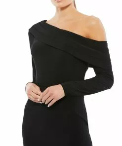 Ieena For Mac Duggal Drop Shoulder Long Sleeve Column Gown Shop For