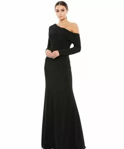 Ieena For Mac Duggal Drop Shoulder Long Sleeve Column Gown Shop For