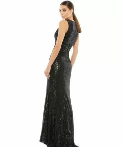Ieena For Mac Duggal Shop For V-Neck Sequin Wrap Waist Gown