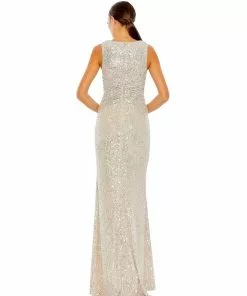 Ieena For Mac Duggal Shop For V-Neck Sequin Wrap Waist Gown