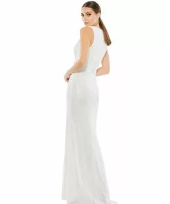 Ieena For Mac Duggal Shop For V-Neck Sequin Wrap Waist Gown