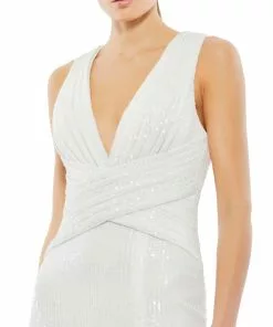 Ieena For Mac Duggal Shop For V-Neck Sequin Wrap Waist Gown