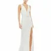 Ieena For Mac Duggal Shop For V-Neck Sequin Wrap Waist Gown