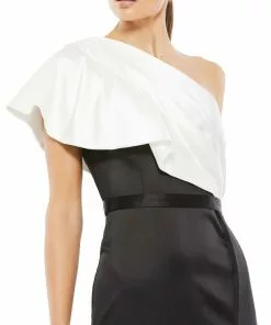 Ieena For Mac Duggal Shop For Two Toned Ruffled One Shoulder Gown