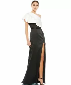 Ieena For Mac Duggal Shop For Two Toned Ruffled One Shoulder Gown