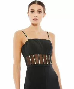 Ieena For Mac Duggal Rhinestone Accented Mesh Jumpsuit Shop For