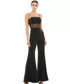 Ieena For Mac Duggal Rhinestone Accented Mesh Jumpsuit Shop For