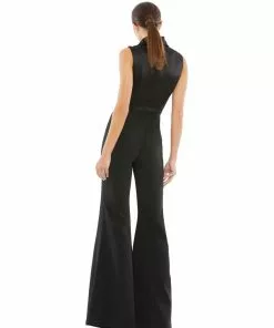 Ieena For Mac Duggal Asymmetrical Sleeveless Faux Tuxedo Jumpsuit Shop For