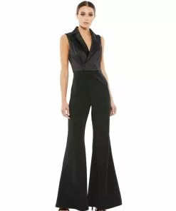 Ieena For Mac Duggal Asymmetrical Sleeveless Faux Tuxedo Jumpsuit Shop For
