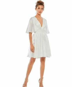 Ieena For Mac Duggal Shop For Satin Flowy Cape Sleeve Mini Dress