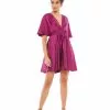 Ieena For Mac Duggal Shop For Satin Flowy Cape Sleeve Mini Dress