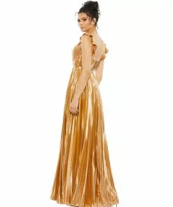 Ieena For Mac Duggal Pleated Ruffled Sleeveless Gown