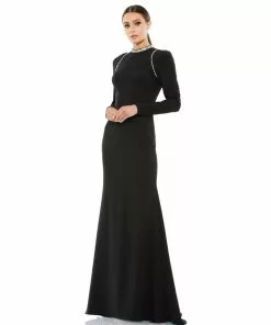 Ieena For Mac Duggal Raglan Long Sleeve High Neck Gown Bridesmaid Dresses