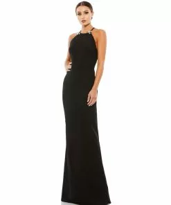 Ieena For Mac Duggal Bow Halter Criss-Cross Column Gown Shop For