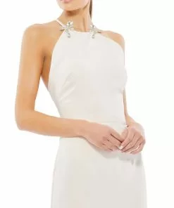 Ieena For Mac Duggal Bow Halter Criss-Cross Column Gown Shop For 15 Ieena For Mac Duggal Bow Halter Criss-Cross Column Gown Shop For