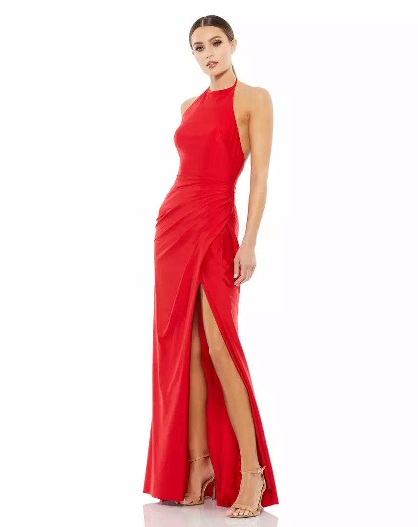 Ieena For Mac Duggal Shop For Sleeveless Pleated Halter Gown 1 Ieena For Mac Duggal Shop For Sleeveless Pleated Halter Gown