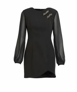 Ieena For Mac Duggal Chiffon Bishop Sleeve Mini Dress 7 Ieena For Mac Duggal Chiffon Bishop Sleeve Mini Dress