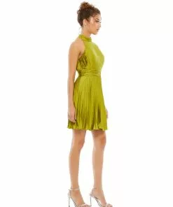 Ieena For Mac Duggal Pleated Halter Neck Mini Dress