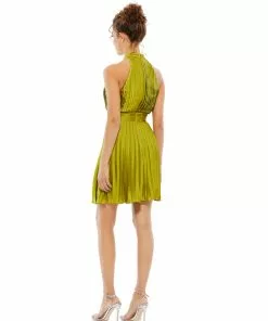 Ieena For Mac Duggal Pleated Halter Neck Mini Dress