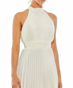 Ieena For Mac Duggal Pleated Halter Neck Mini Dress