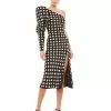 Ieena For Mac Duggal Long Puff Sleeve Polka Dot Tea Length Dress