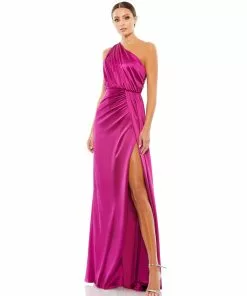 Ieena For Mac Duggal Draped One Shoulder Satin Gown Shop For 18 Ieena For Mac Duggal Draped One Shoulder Satin Gown Shop For