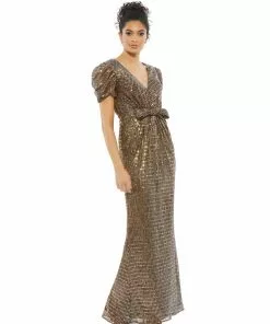 Ieena For Mac Duggal Bow Waist Metallic Gown Shop For