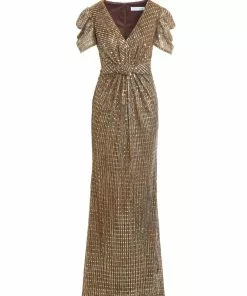 Ieena For Mac Duggal Bow Waist Metallic Gown Shop For