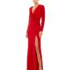 Ieena For Mac Duggal Shop For Jersey Long Sleeve Asymmetrical Ruched Gown