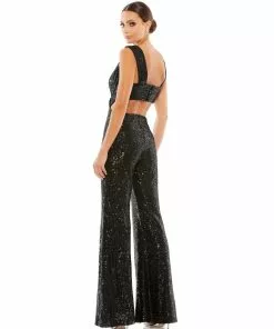 Ieena For Mac Duggal Sequined V-Neck Cut-Out Jumpsuit