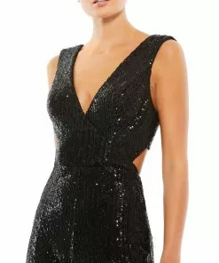 Ieena For Mac Duggal Sequined V-Neck Cut-Out Jumpsuit