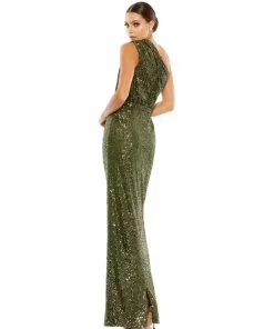 Ieena For Mac Duggal Shop For Sequined Ruched One Shoulder Gown