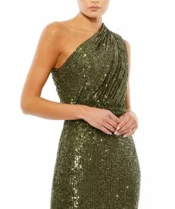 Ieena For Mac Duggal Shop For Sequined Ruched One Shoulder Gown