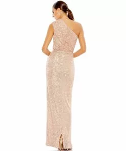 Ieena For Mac Duggal Shop For Sequined Ruched One Shoulder Gown