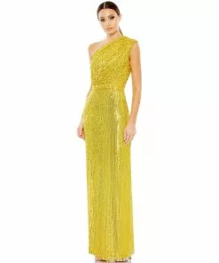 Ieena For Mac Duggal Shop For Sequined Ruched One Shoulder Gown