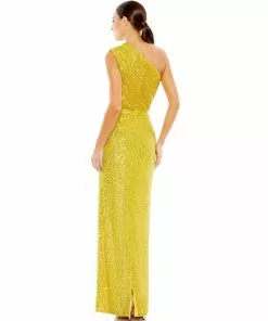 Ieena For Mac Duggal Shop For Sequined Ruched One Shoulder Gown