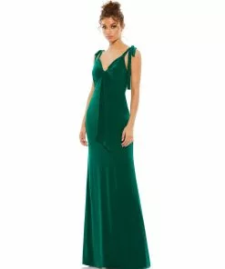 Mac Duggal Shop For Jersey Low Back Bow Shoulder Gown
