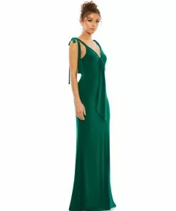 Mac Duggal Shop For Jersey Low Back Bow Shoulder Gown