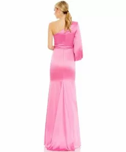 Ieena For Mac Duggal One Shoulder Bishop Sleeve Trumpet Gown Shop For