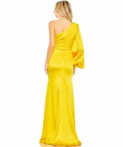 Ieena For Mac Duggal One Shoulder Bishop Sleeve Trumpet Gown Shop For