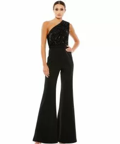 Ieena For Mac Duggal Sequined One Shoulder Jumpsuit Shop For