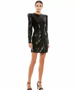 Ieena For Mac Duggal Sequined Structured Faux Blazer Mini Dress