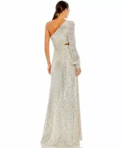Ieena For Mac Duggal Sequined One Shoulder Cut Out Gown Shop For