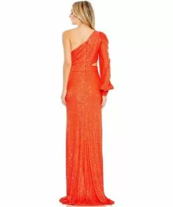 Ieena For Mac Duggal Sequined One Shoulder Cut Out Gown Shop For
