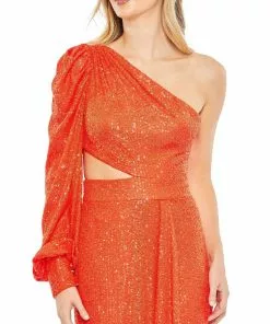 Ieena For Mac Duggal Sequined One Shoulder Cut Out Gown Shop For